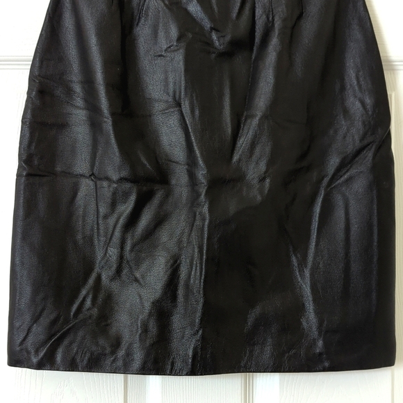 Bagatelle 90's Vintage Genuine Leather High Waisted A-Line Mini Skirt Black 4 - Picture 4 of 13